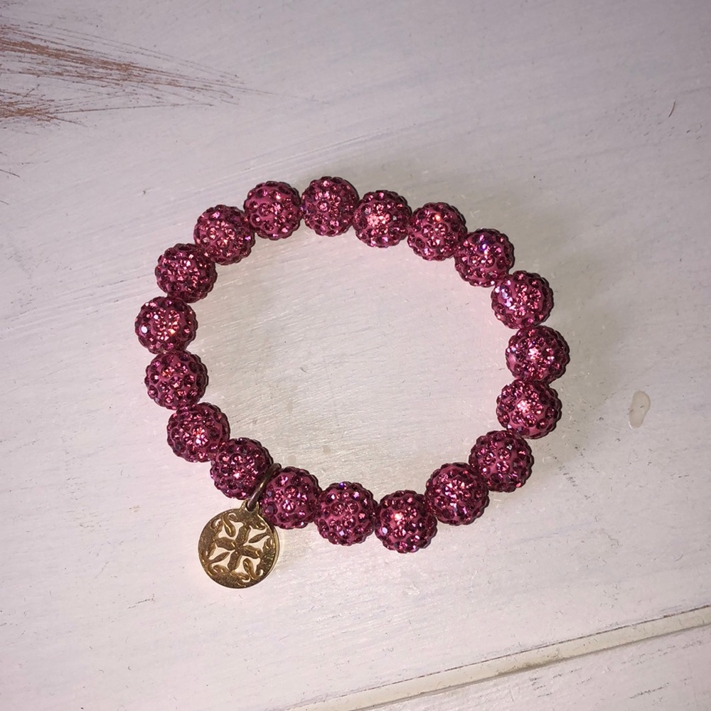 Rustic cuff dark pink bracelet
